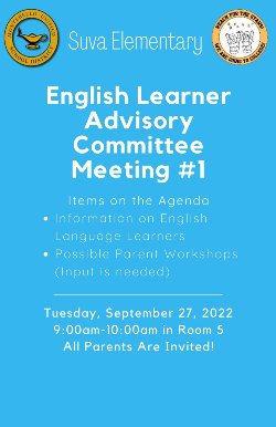 English Learner Parent Advisory Council meeting on Sept. 27